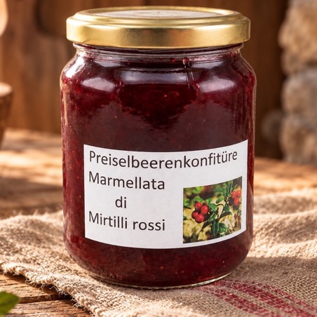 Marmellata di mirtilli rossi della Val Poschiavo, specialità artigianale svizzera