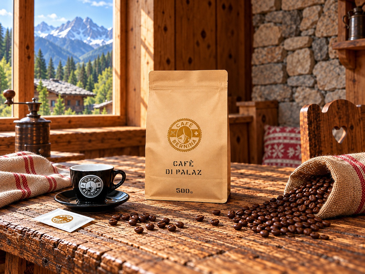Café di Palaz von Café Bernina, 500-g-Packung in alpinem Ambiente