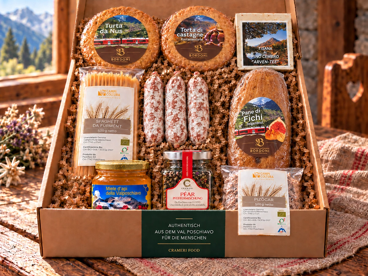 L’Anima della Valposchiavo – Crameri Food; cofanetto con le specialità incluse.